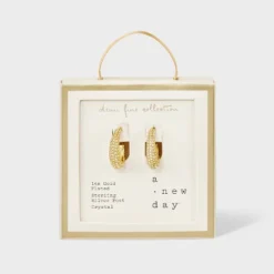 14k Gold Plated Crystal Click Top Tapered Hoop Earrings - A New Day™ Gold: Brass, Nickel-Free, 0.6" Length 7 14k Gold Plated Crystal Click Top Tapered Hoop Earrings - A New Day™ Gold: Brass, Nickel-Free, 0.6" Length -A NEW DAY Shop GUEST 59887a59 470c 4206 86bc 204bcabdc6d3