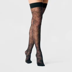 Women's Floral Mesh Thigh Highs - A New Day™ Black -A NEW DAY Shop GUEST 5a45ca6c aefa 453b b948 e69773559f63