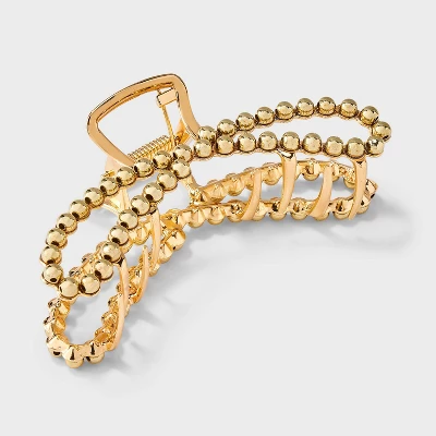 Metal Round Studded Loop Hair Claw Clip - A New Day™ Gold 3 Metal Round Studded Loop Hair Claw Clip - A New Day™ Gold