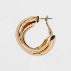 Double Illusion Hoop Earrings - A New Day™ Gold: Nickel-Free Metal, Leverback Closure, 1.4" Length, 0.67 Oz Weight -A NEW DAY Shop GUEST 5fbb0178 dddb 4c19 98cd e737ffa4c87b
