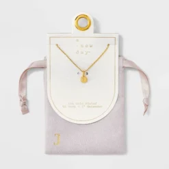 14K Gold Plated Round Initial Pendant Necklace - A New Day™ -A NEW DAY Shop GUEST 5fd78469 c3a1 4b11 a667 1369a1938f54