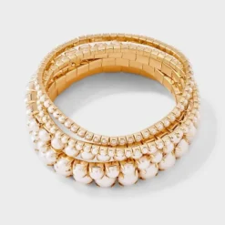 Cupchain Pearl Stretch Bracelet Set 5pc - A New Day™ Gold/Pearl -A NEW DAY Shop GUEST 60845ce4 dd2e 4211 a7b4 b888db56fe66