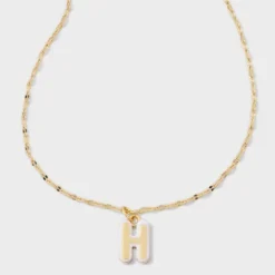14K Gold Dipped Enamel Initial Pendant Necklace - A New Day™ Gold/White -A NEW DAY Shop GUEST 618011bb 4eaa 400c 8c21 d08c61540bf1