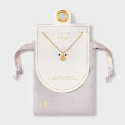 14K Gold Plated Round Initial Pendant Necklace - A New Day™ -A NEW DAY Shop GUEST 62326148 4fbb 4a1d b54a 4c6c6be2b0cc