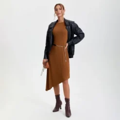 Women's Asymmetrical Knit Midi Sheath Dress - A New Day™ Brown -A NEW DAY Shop GUEST 628b0102 ce92 45e4 a938 a57d2012ce6d