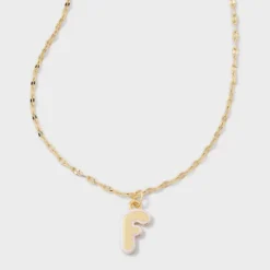 14K Gold Dipped Enamel Initial Pendant Necklace - A New Day™ Gold/White -A NEW DAY Shop GUEST 637438aa 6d88 4765 a66a ccb72a301980