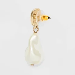 Pearl Drop Earrings - A New Day™ Gold: Glass & Nickel-Free Metal, Post Closure, 1.5" Length, 0.5" Width, 0.42 Oz. -A NEW DAY Shop GUEST 66167c61 305c 4fd4 bb86 b5729e52adad