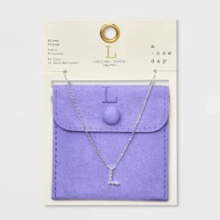 Silver Plated Cubic Zirconia Initial Pendant Necklace - A New Day™ Silver -A NEW DAY Shop GUEST 671ab612 3c66 4117 9da2 371fec20510f