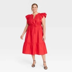 Women's Flutter Short Sleeve Midi Dress - A New Day™ -A NEW DAY Shop GUEST 6860e305 4b55 4395 bef7 dae5942aa43e