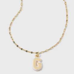 14K Gold Dipped Enamel Initial Pendant Necklace - A New Day™ Gold/White -A NEW DAY Shop GUEST 6941473f f8e1 4cb7 9081 864328d35ed6