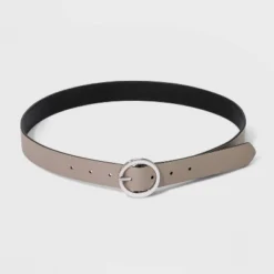 Women's Oval Tapered Center Bar Reversible Belt - A New Day™ Black/Gray