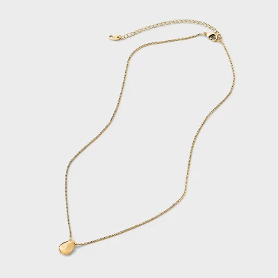14K Gold Plated Puffed Teardrop Pendant Necklace - A New Day™ Gold 3 14K Gold Plated Puffed Teardrop Pendant Necklace - A New Day™ Gold