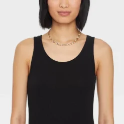 Channel And Station Chain Necklace - A New Day™ Gold