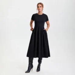Women's Short Sleeve Midi A-Line Dress - A New Day™ Black -A NEW DAY Shop GUEST 72967a85 f73c 4c6e 8ac9 3631f3c291dd