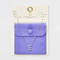 Silver Plated Cubic Zirconia Initial Pendant Necklace - A New Day™ Silver -A NEW DAY Shop GUEST 72d1dbe8 35e3 45da 9551 832644731113