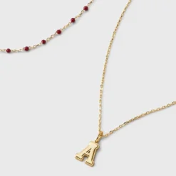 14K Gold Dipped Beaded Initial Necklace Set 2pc - A New Day™ Gold/Marron -A NEW DAY Shop GUEST 72ff6b0a efbe 4047 aced f0bf20b7c842