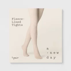 Women's Cable Fleece Lined Tights - A New Day™ Oatmeal Heather