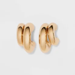 Double Hollow Tube Hoop Earrings - A New Day™ Gold: Nickel-Free Metal, Post Closure, 0.83" Length, 0.68" Width -A NEW DAY Shop GUEST 746ee0da 52a3 4712 95d8 f063ebee048f