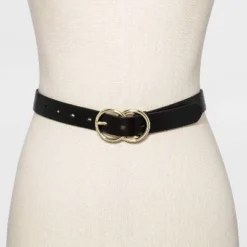 Women's Double Buckle Belt - A New Day™ Black