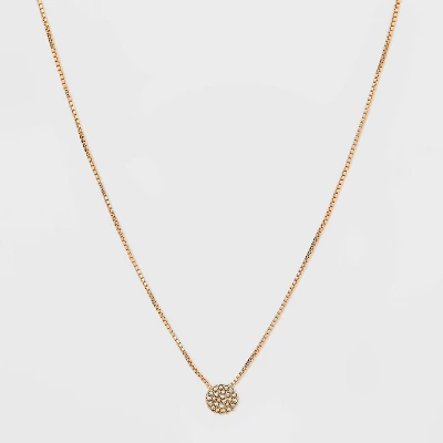 Pave Circle Pendant Necklace - A New Day™ Gold 3 Pave Circle Pendant Necklace - A New Day™ Gold