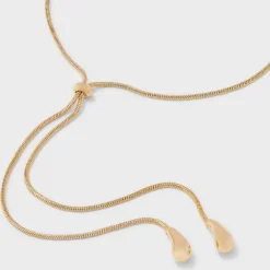 Teardrop Bean Adjustable Necklace - A New Day™ Gold: Lobster Claw Clasp, Nickel-Free Metal, 32" Length -A NEW DAY Shop GUEST 7a7bec0a 79a4 482c 814f 14185feddac0