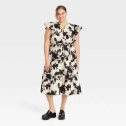 Women's Flutter Short Sleeve Midi Dress - A New Day™ -A NEW DAY Shop GUEST 7ae1d7d7 e328 4e6b a2a7 a4bb0409ba54