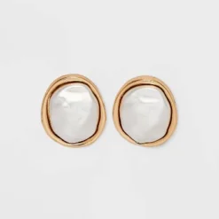 Pearl Cabochon Stud Earrings - A New Day™ Gold: Nickel-Free Metal, Post Closure, 0.59" Length, 0.51" Width -A NEW DAY Shop GUEST 7dc95ecf 3baf 4262 bc7c 2b93d2664555