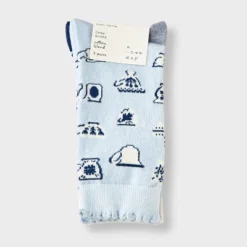 Women's Teacups Scallop Cuff 3pk Crew Socks - A New Day™ Blue/Heather Gray/Navy 4-10