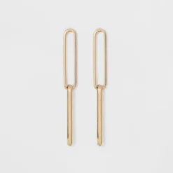 Link Earrings - A New Day™ Gold: Linear Design, Nickel-Free Metal, Post Closure, 1.75" Length, 0.3" Width, Iron Material -A NEW DAY Shop GUEST 8232c1d4 a26c 47cd bd4f ba23e8c30aa6