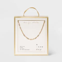 14K Gold Plated 16" Paperlink Chain Necklace - A New Day™ -A NEW DAY Shop GUEST 8636f48e 90e7 4663 bb88 bc7b3bcb2291