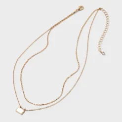 Gold Mop Rectangle 2 Row Necklace - A New Day™ Gold: Nickel-Free Metal, Lobster Claw Clasp, Multi-Strand Design, 16" Length -A NEW DAY Shop GUEST 86c7bf21 dbc3 4db8 9795 ab50bf9a2b1b