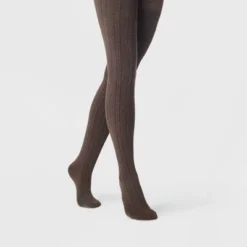 Women's Cable Knit Fleece Lined Tights - A New Day™ Brown Heather -A NEW DAY Shop GUEST 8830a8f1 2d90 4c17 a473 c4690a20f1b3