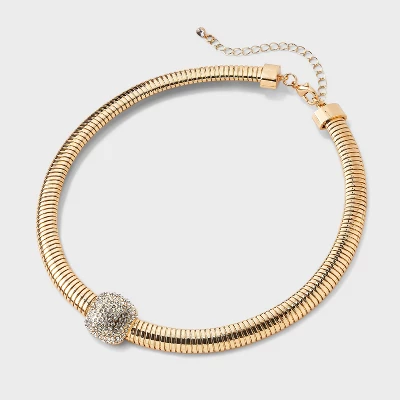 16" Omega Chain Necklace With Pave Center - A New Day™ Gold 4 16" Omega Chain Necklace With Pave Center - A New Day™ Gold - Image 2