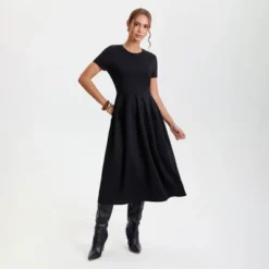 Women's Short Sleeve Midi A-Line Dress - A New Day™ Black -A NEW DAY Shop GUEST 8a3ea9b0 c805 4ba5 af26 f6b03b5e88cb