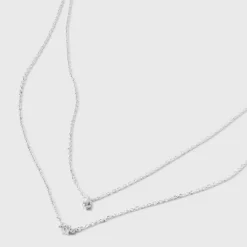 Silver Plated Cubic Zirconia Station Layered Necklace - A New Day™ Silver: Lobster Claw Clasp, 16-19" Length -A NEW DAY Shop GUEST 8af4bc21 45bf 41bb 8df2 f379eb9d44c5