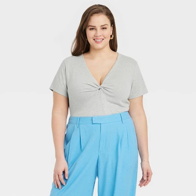 Women's Short Sleeve V-Neck Linen T-Shirt - A New Day™ 7 Women's Short Sleeve V-Neck Linen T-Shirt - A New Day™ - Image 5