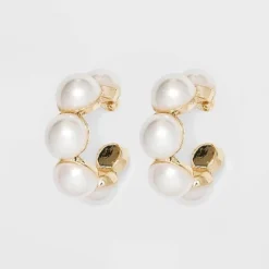 Mini Pearl Hoop Earrings - A New Day™ Gold: Nickel-Free Metal, Post Closure, 1.1" Length, Pearl Stone Type -A NEW DAY Shop GUEST 8fb3e00d 1e67 4fee 8c7a 1e5cdf734fb9