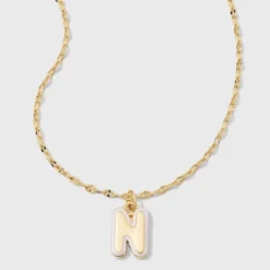 14K Gold Dipped Enamel Initial Pendant Necklace - A New Day™ Gold/White -A NEW DAY Shop GUEST 959650a3 a79e 4c12 8551 acd447618962