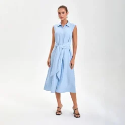 Women's Tie-Waist Midi Shirtdress - A New Day™ Blue -A NEW DAY Shop GUEST 95d59dd4 ad95 4b8f 92f8 053897e15a88