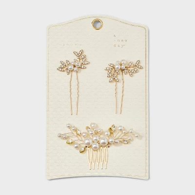 Flower Cluster Hair Pin Set 3pc - A New Day™ Ivory 3 Flower Cluster Hair Pin Set 3pc - A New Day™ Ivory