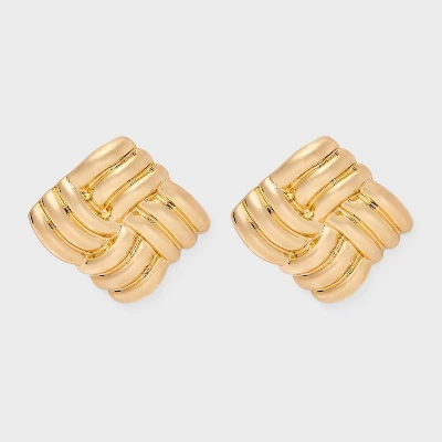 Woven Ribbed Square Post Earrings - A New Day™ Gold 5 Woven Ribbed Square Post Earrings - A New Day™ Gold - Image 3