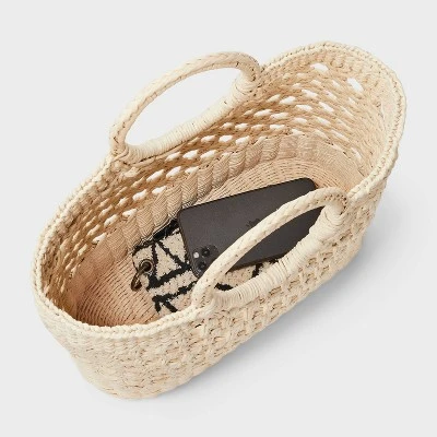 Straw Circle Handle Tote Handbag - A New Day™ Ivory: Woven Structured Bag, Paper Straw Material 5 Straw Circle Handle Tote Handbag - A New Day™ Ivory: Woven Structured Bag, Paper Straw Material - Image 3
