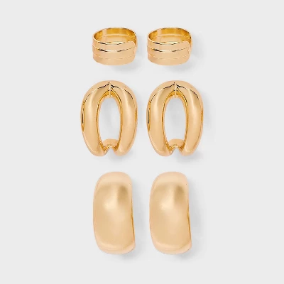 Chunky Hoop Earring Set 3pc - A New Day™ Gold: Nickel-Free Metal, Post Closure, 0.74" Length 5 Chunky Hoop Earring Set 3pc - A New Day™ Gold: Nickel-Free Metal, Post Closure, 0.74" Length - Image 3