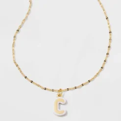 14K Gold Dipped Enamel Initial Pendant Necklace - A New Day™ Gold/White -A NEW DAY Shop GUEST a04cf27a 9c9b 4ad8 85f0 ff4af91dffa6