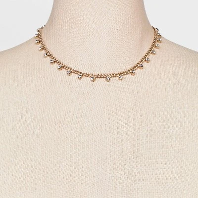 Crystal Station Cubic Zirconia Chain Necklace - A New Day™ Gold 4 Crystal Station Cubic Zirconia Chain Necklace - A New Day™ Gold - Image 2