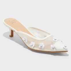 Women's Delilah Mesh Floral Mule Heels - A New Day™ White -A NEW DAY Shop GUEST a4e08cc1 f25a 4914 bb5a 3492cc95eff4