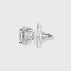 Sterling Silver Cubic Zirconia Duo Stud Earring Set 2pc - A New Day™ Clear