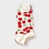 Women's Cherries 3pk Low Cut Socks - A New Day™ Ivory/Red 4-10