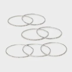 Clear Glass Stone Stretch Bracelet Set 7pc - A New Day™ Silver: Faceted Design, Square Cut, Glass & Brass Material -A NEW DAY Shop GUEST a75046fe 2585 4471 8e49 2bb6125f653f