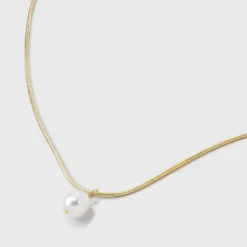 14k Gold Plated Freshwater Pearl On Snake Chain Necklace - A New Day™ Gold: Lobster Claw Clasp, 16-19" Length -A NEW DAY Shop GUEST aa6ad8bd 5bad 4244 a093 f8b838805380